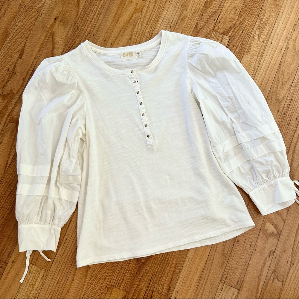 White Cotton Princess Sleeve Top